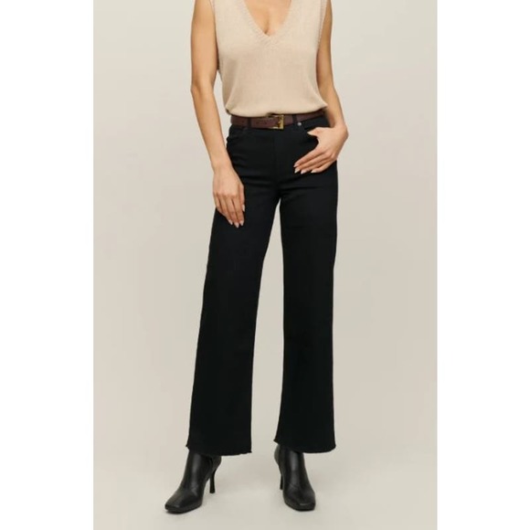 Reformation Denim - Reformation Emma High Rise Wide Leg Jeans Black 26